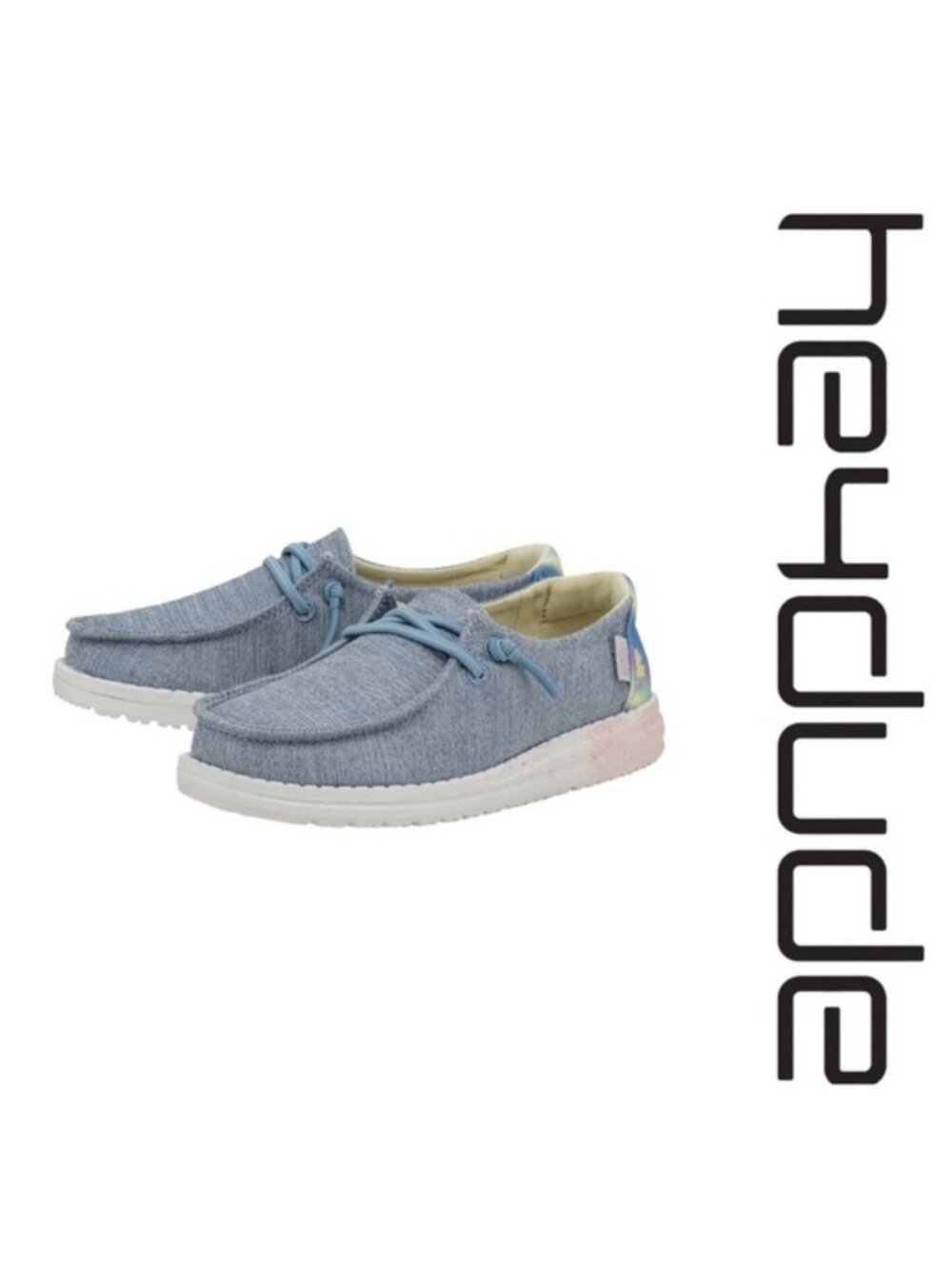 Hey Dude | Blue & Rainbow Wendy Youth Sparkle Denim Shoes | Size Y1-L2